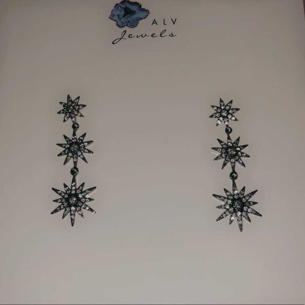 Black burst earrings